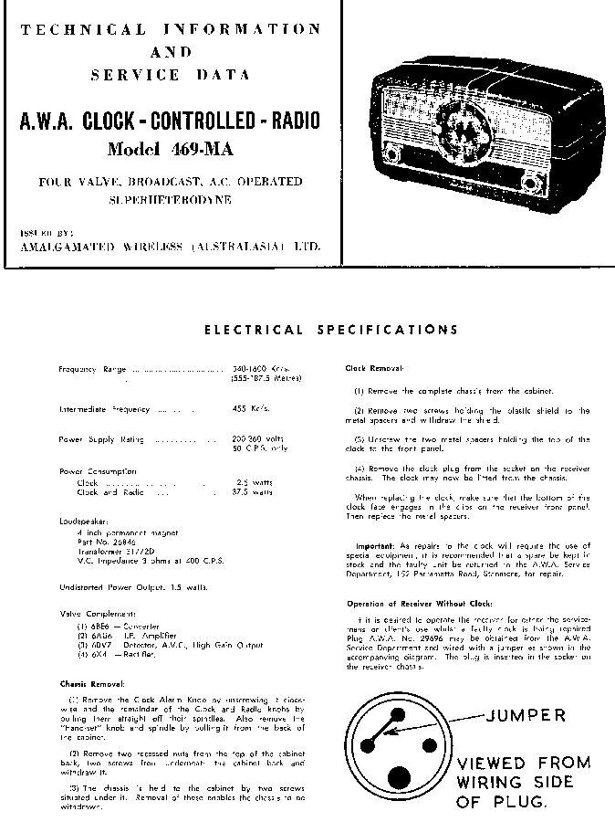 AMALAGAMATED-WIRELESS AWA-RADIOLA 469-MA CLOCK-CONTROLLED-RADIO SM ...