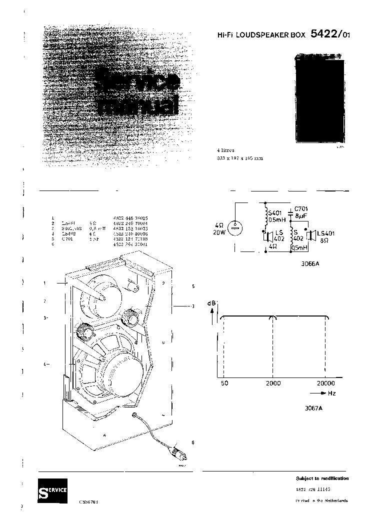 ARISTONA 5422 01 LOUDSPEAKER BOX SM service manual