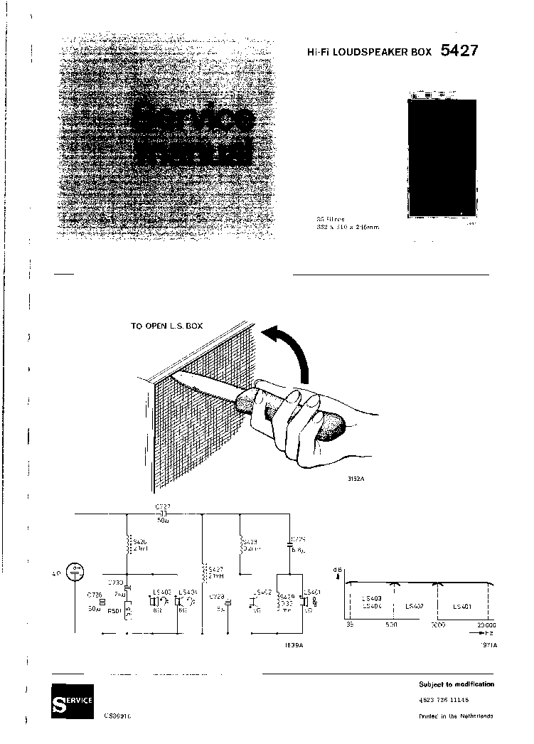ARISTONA 5427 LOUDSPEAKER BOX SM service manual