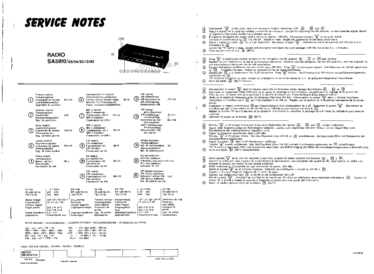 ARISTONA SA 5910 SERIE STEREO RADIO SM service manual