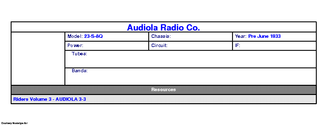 AUDIOLA RADIO CO 23-S-8Q SCH service manual
