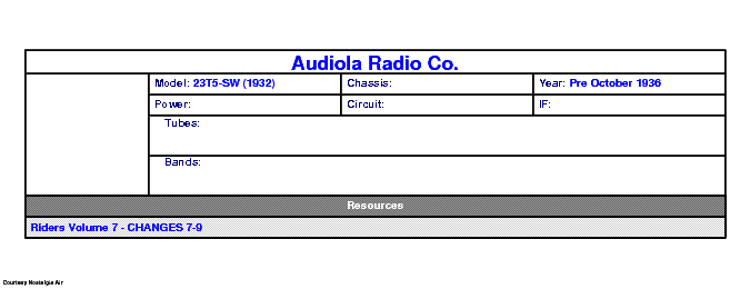 AUDIOLA RADIO CO 23T5-SW SCH service manual