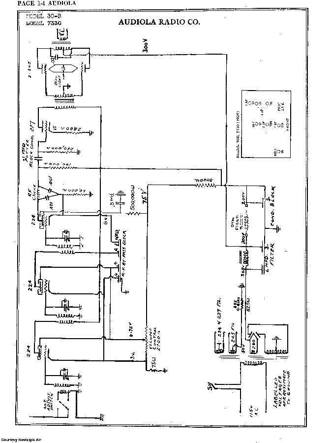 AUDIOLA RADIO CO 30-B SCH Service Manual download, schematics, eeprom ...