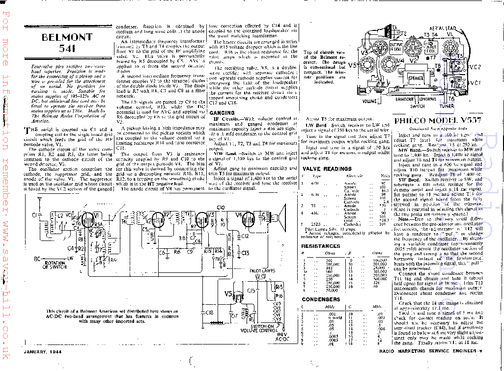 BELMONT 541 service manual (1st page)