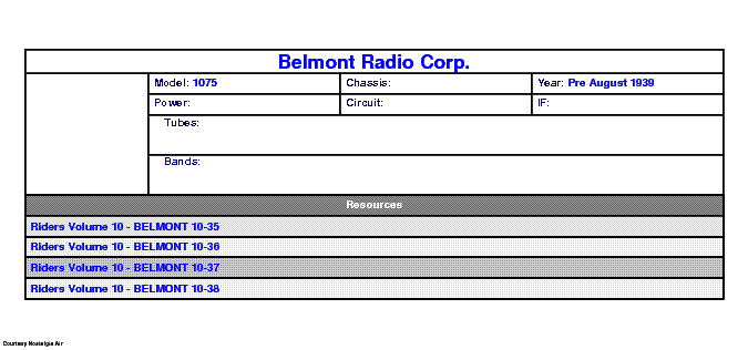 BELMONT RADIO CORP. 1075 SCH service manual (1st page)