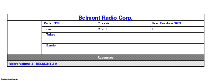 BELMONT RADIO CORP. 110 SCH service manual (1st page)