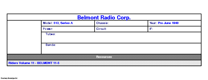 BELMONT RADIO CORP. 513, SERIES A SCH service manual (1st page)