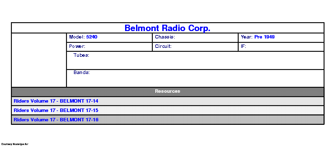 BELMONT RADIO CORP. 5240 service manual (1st page)