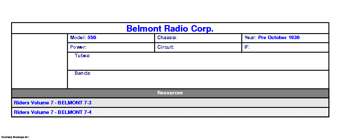BELMONT RADIO CORP. 556 SCH service manual (1st page)