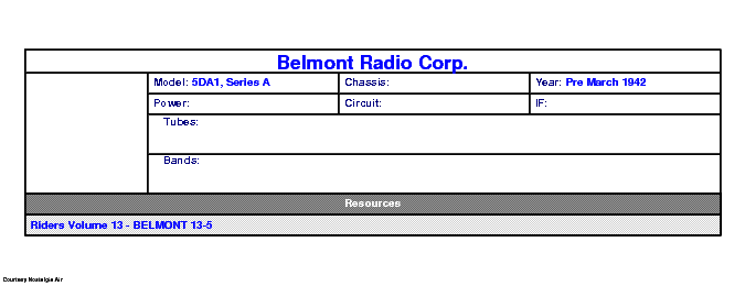 BELMONT RADIO CORP. 5DA1, SERIES A SCH service manual (1st page)
