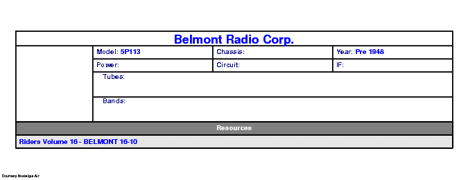 BELMONT RADIO CORP. 5P113 SCH service manual (1st page)