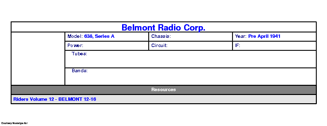 BELMONT RADIO CORP. 638, SERIES A SCH service manual (1st page)