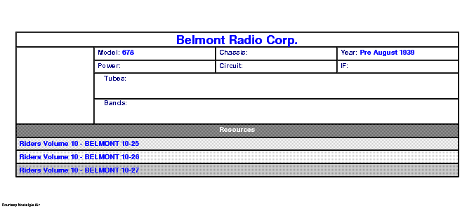 BELMONT RADIO CORP. 678 SCH service manual (1st page)