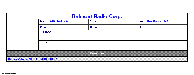 BELMONT RADIO CORP. 679, SERIES A SCH service manual (1st page)