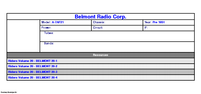 BELMONT RADIO CORP. A-7AF21 SCH service manual (1st page)