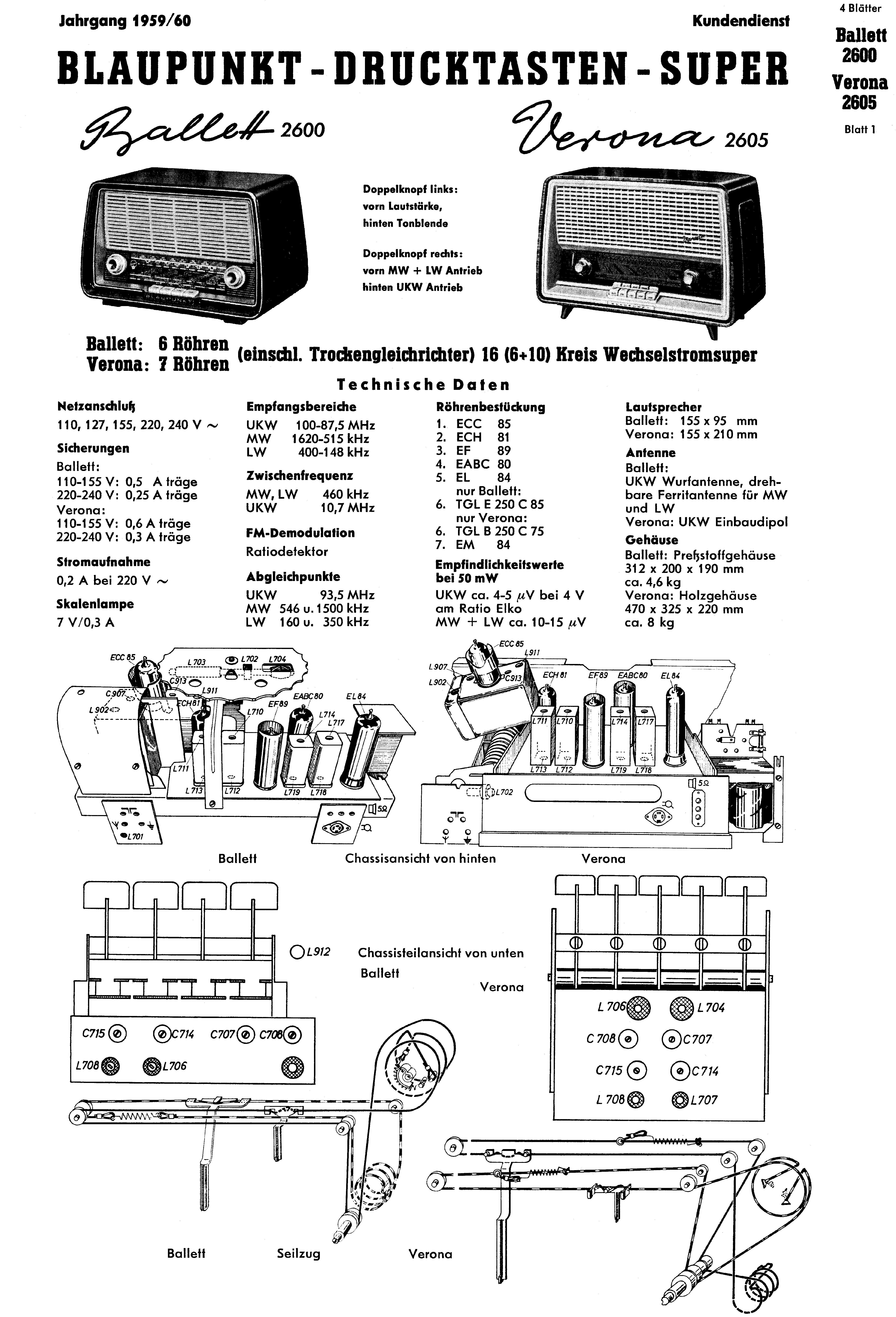 BLAUPUNKT BALLETT 2600  VERONA 2605 SM service manual