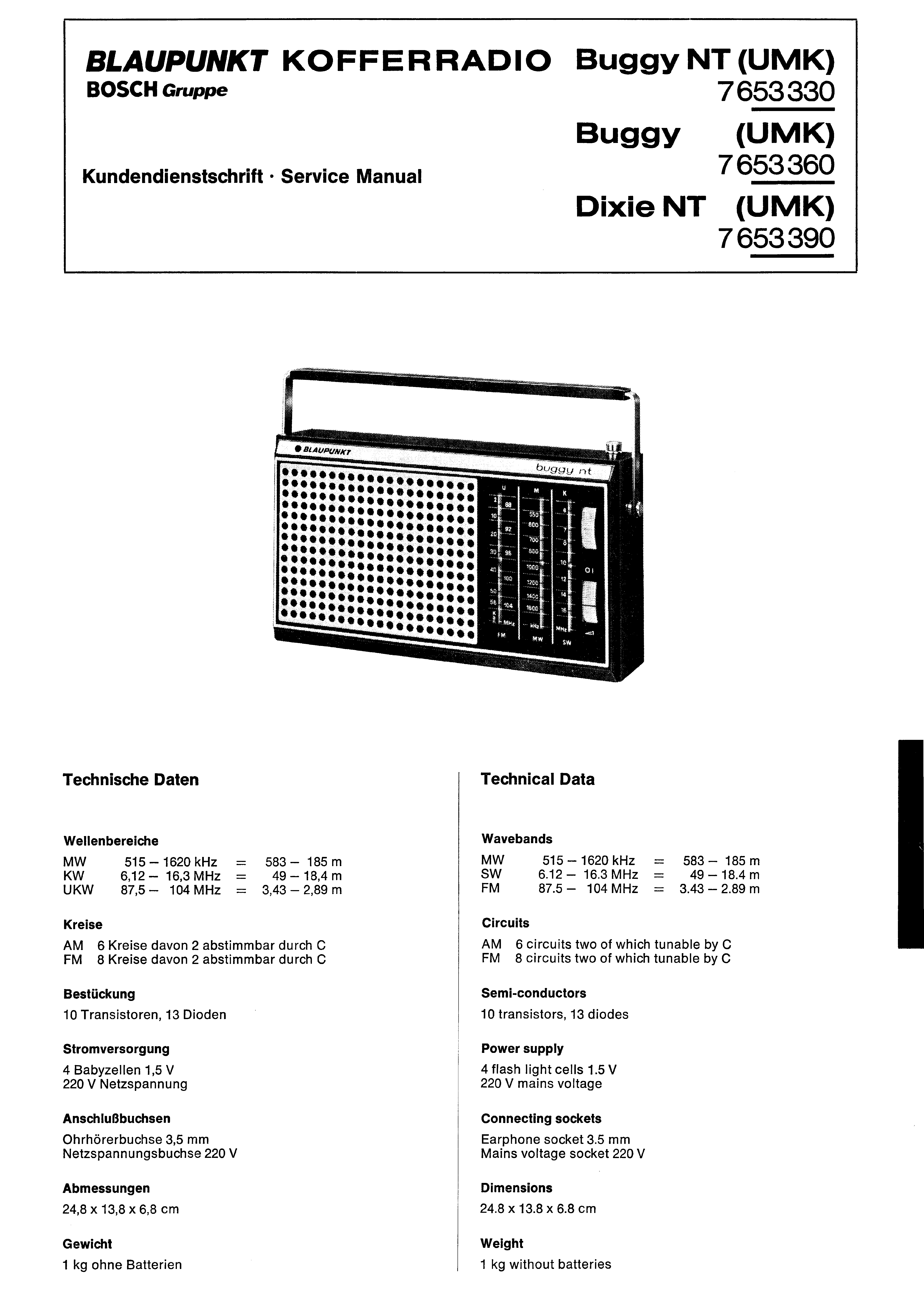 BLAUPUNKT BUGGY UMK DIXIE NT SM service manual