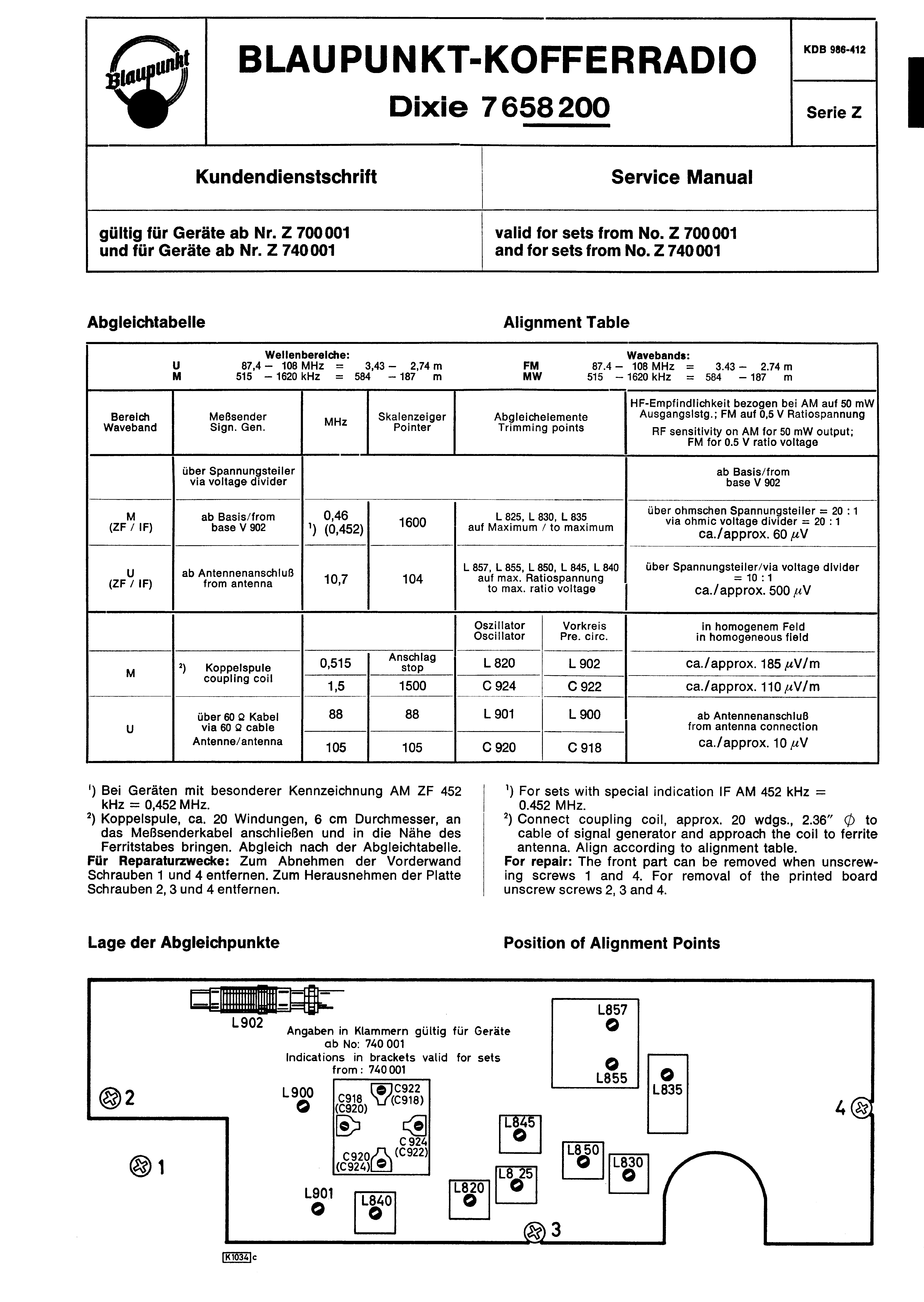 BLAUPUNKT DIXIE 7658200 SM service manual