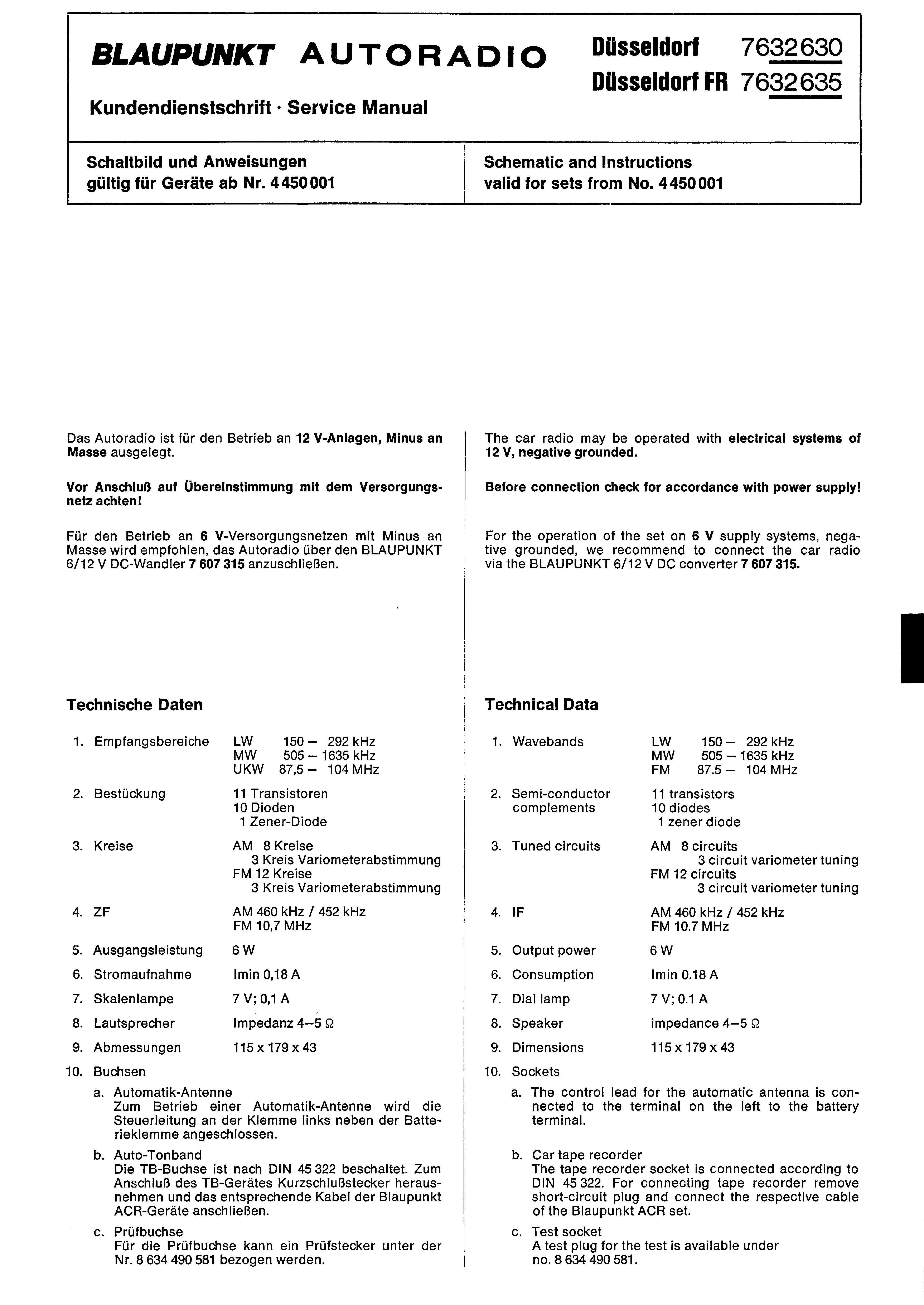 BLAUPUNKT DUSSELDORF 7632630 FR 7632635 SML service manual
