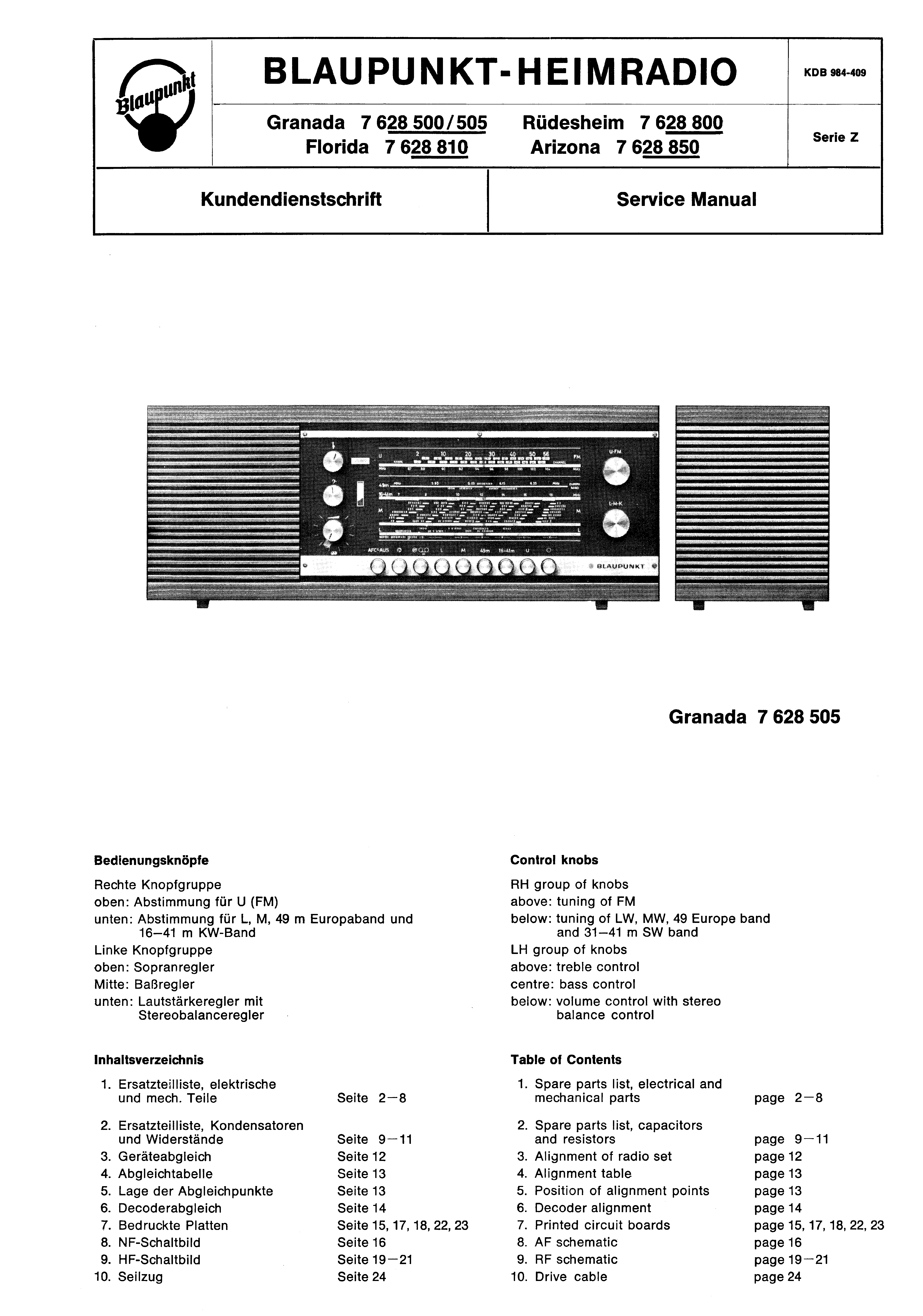 BLAUPUNKT FLORIDA 7628810 SERVICE MANUAL service manual