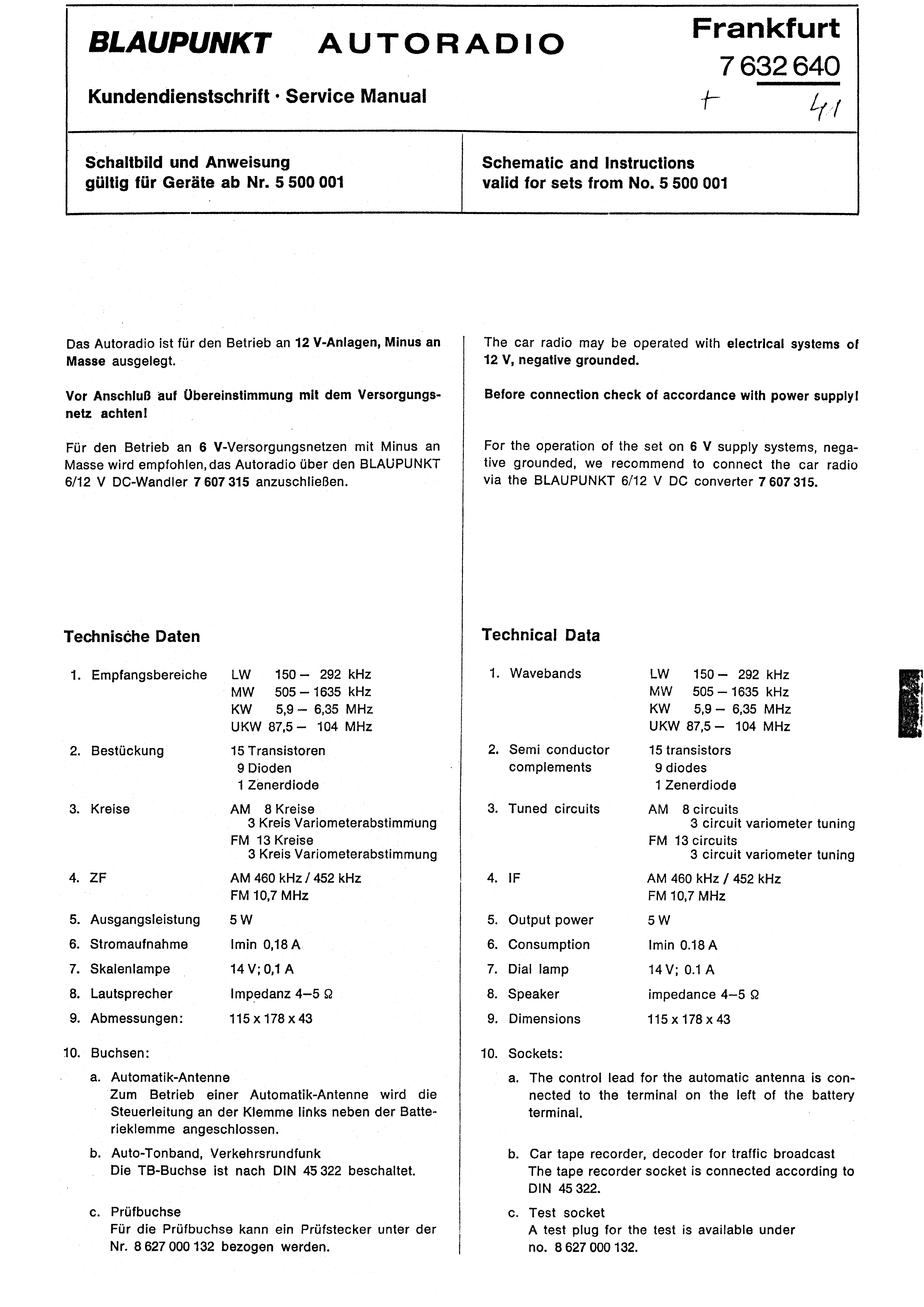 BLAUPUNKT FRANKFURT 7632640 SM service manual