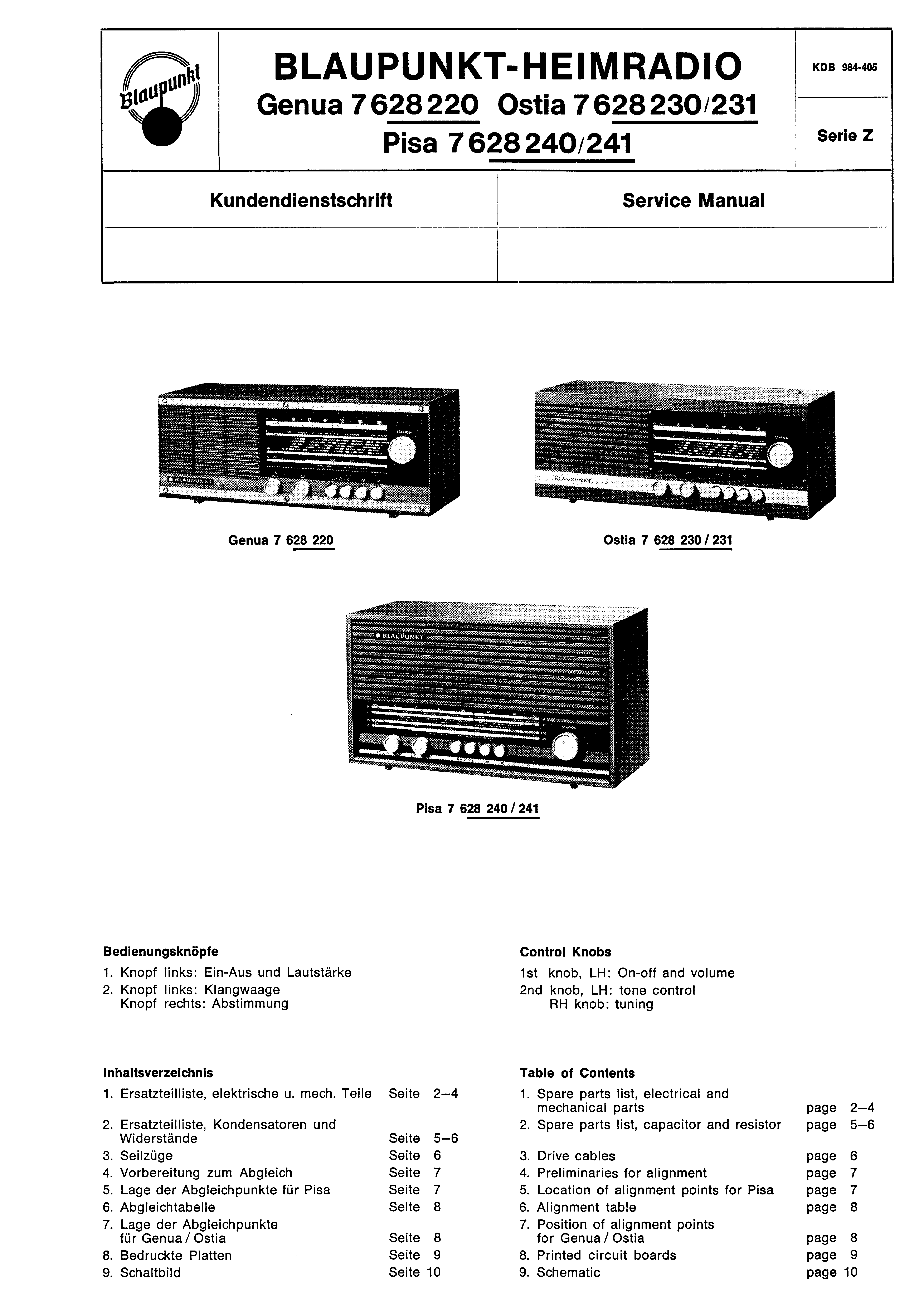 BLAUPUNKT GENUA OSTIA PISA 76282XX SM service manual