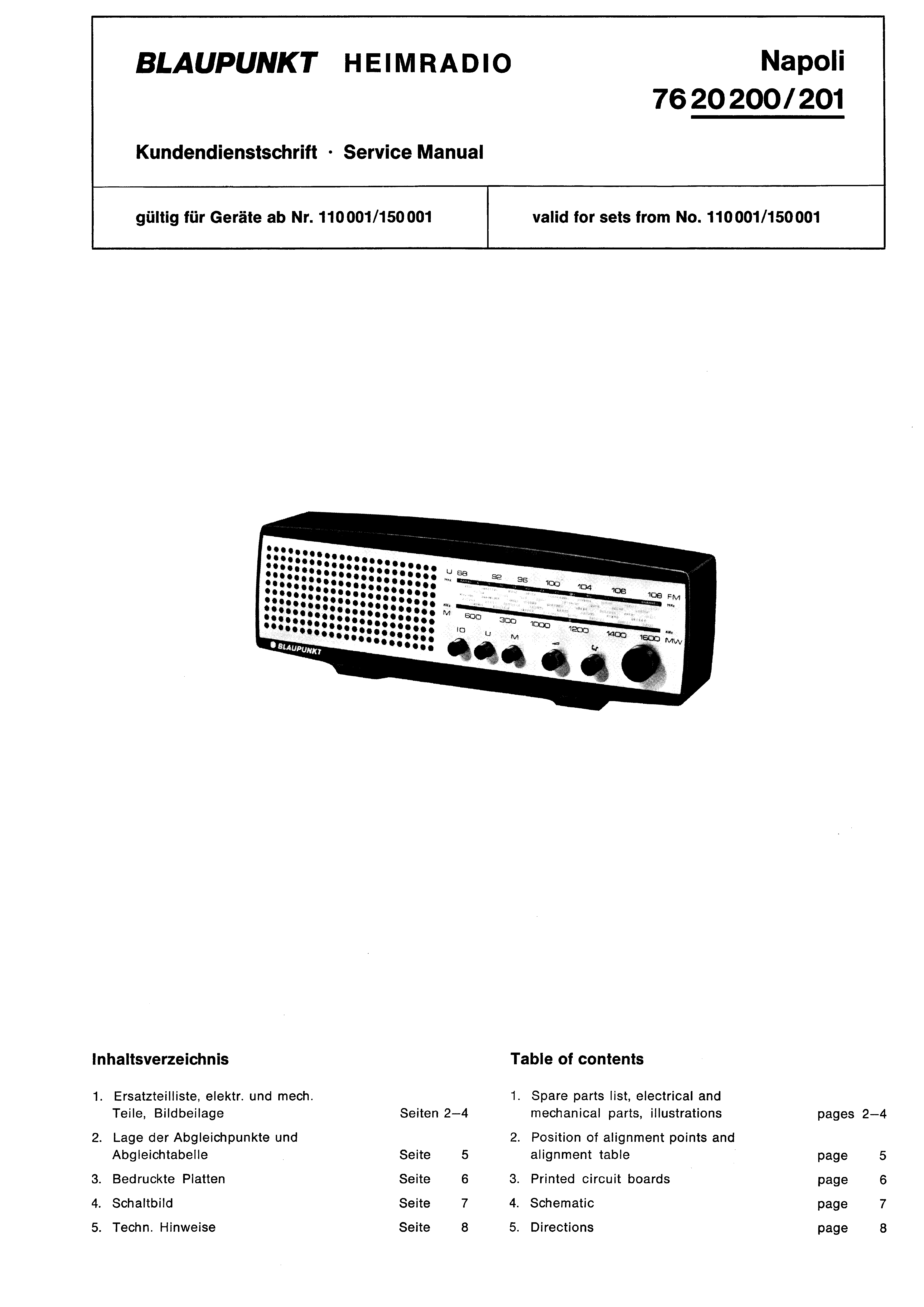 BLAUPUNKT NAPOLI 76 20 20X SERVICE-MANUAL service manual