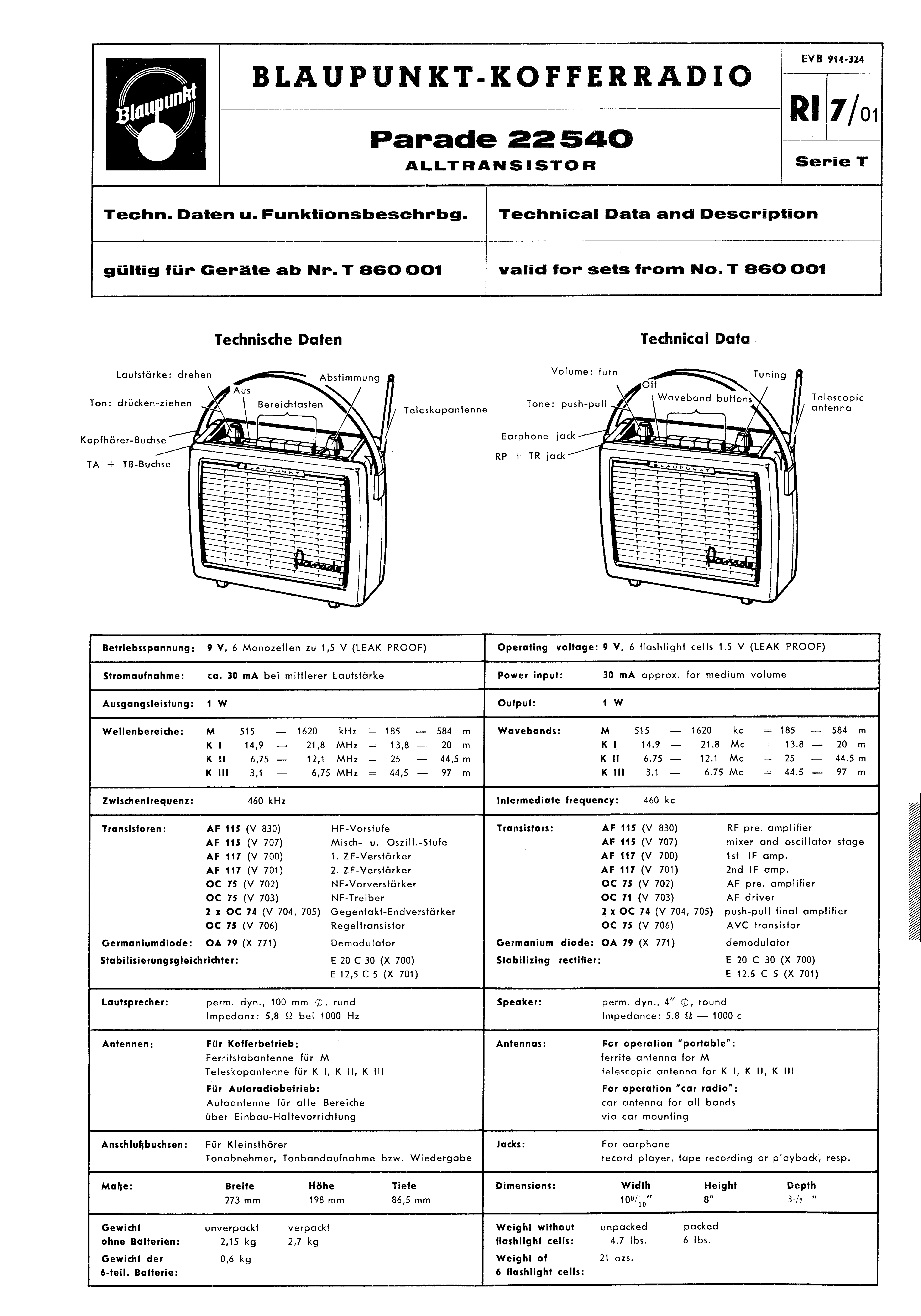 BLAUPUNKT PARADE 22540 SM service manual