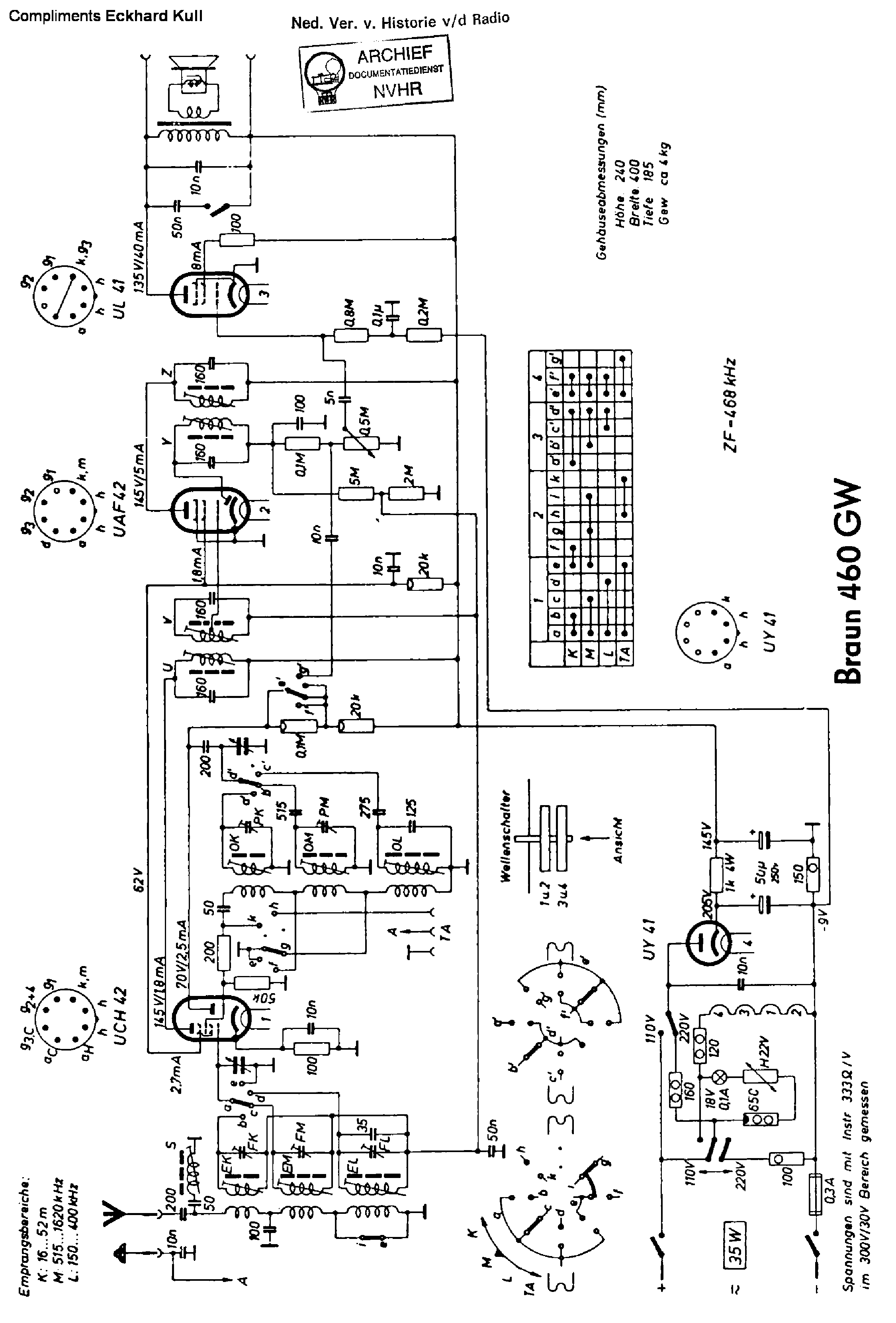 BRAUN 460GW RECEIVER SCH Service Manual download, schematics, eeprom ...