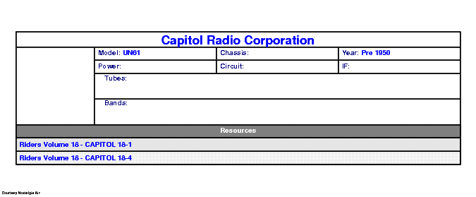 CAPITOL RADIO CORPORATION UN61 SCH service manual