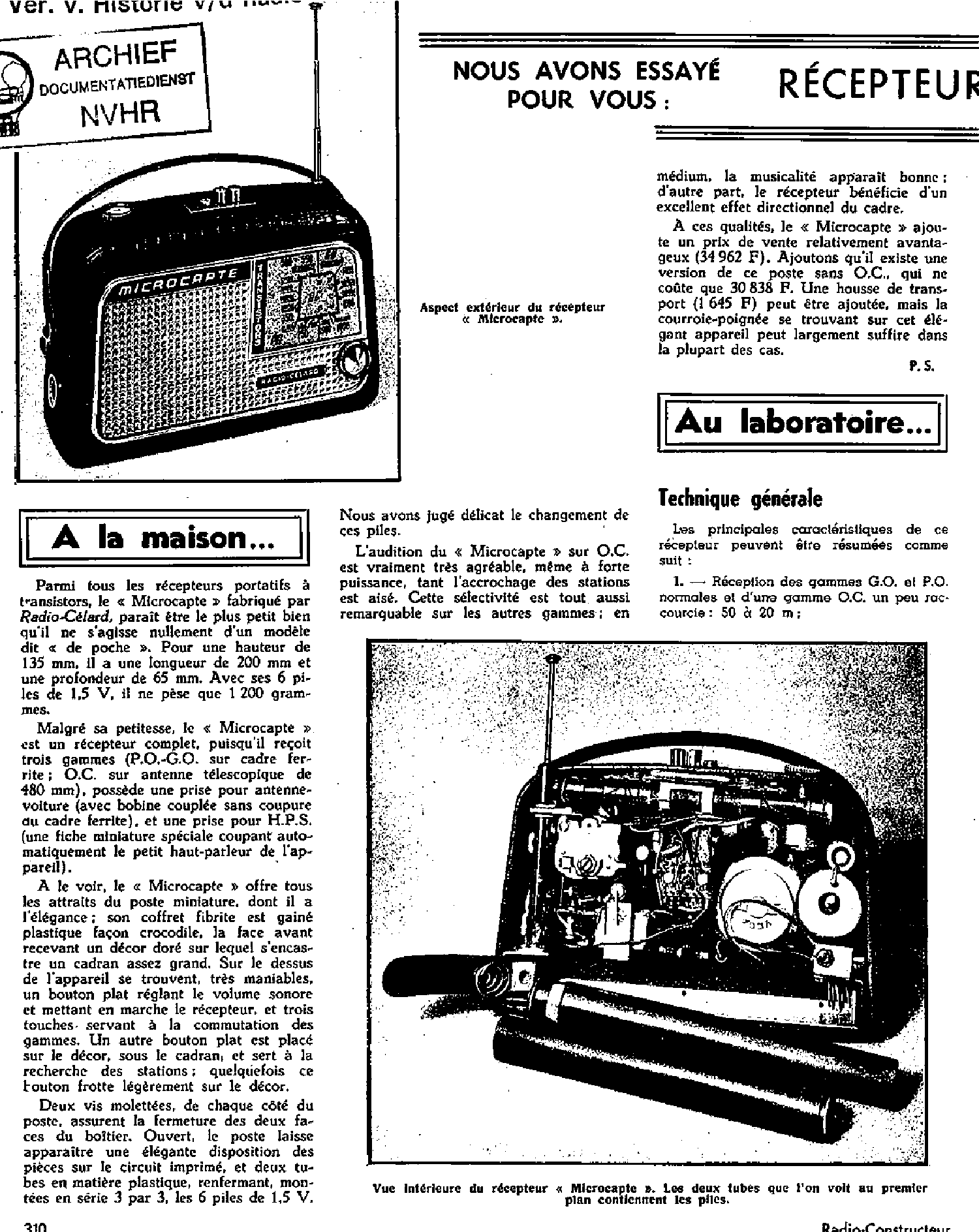 CELARD MICROCAPTE PORTABLE RADIO 1960 SCH service manual (1st page)