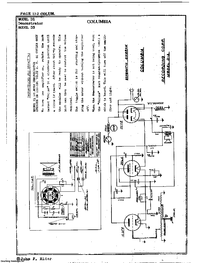 COLUMBIA PHONOGRAPH CO. D1 SCH Service Manual download, schematics ...