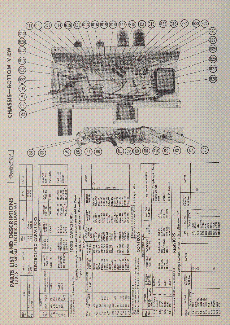 COLUMBIA RECORDS MODELS 542 582 SM service manual (2nd page)