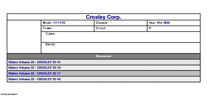 CROSLEY CORP. 11-114U 115U 116U 117U 118U 129U SCH service manual