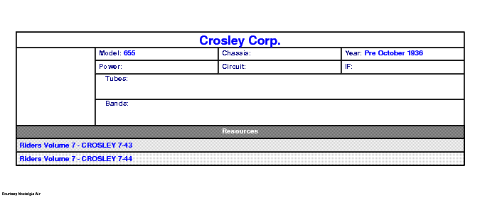 CROSLEY CORP. 655 SCH service manual