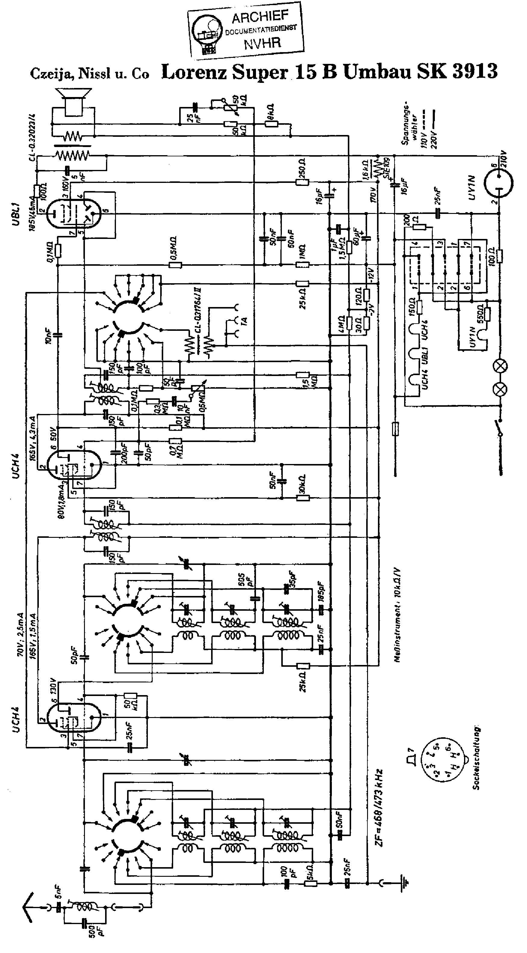 CZEIJA-NISSL LORENZ SUPER 15B UMBAU SK3913L RECEIVER SCH service manual