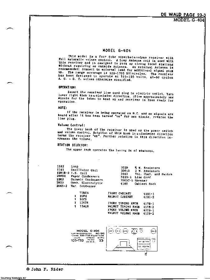 DEWALD RADIO MFG. CORP. G-404 SCH service manual (2nd page)