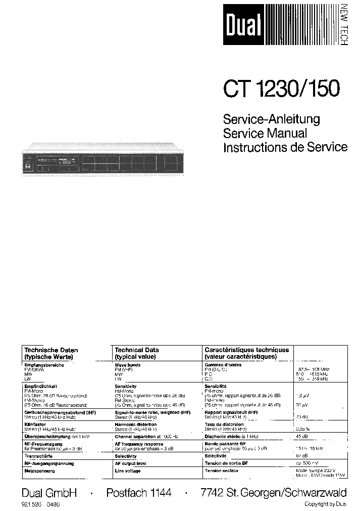 DUAL CT 1230-150 SM service manual