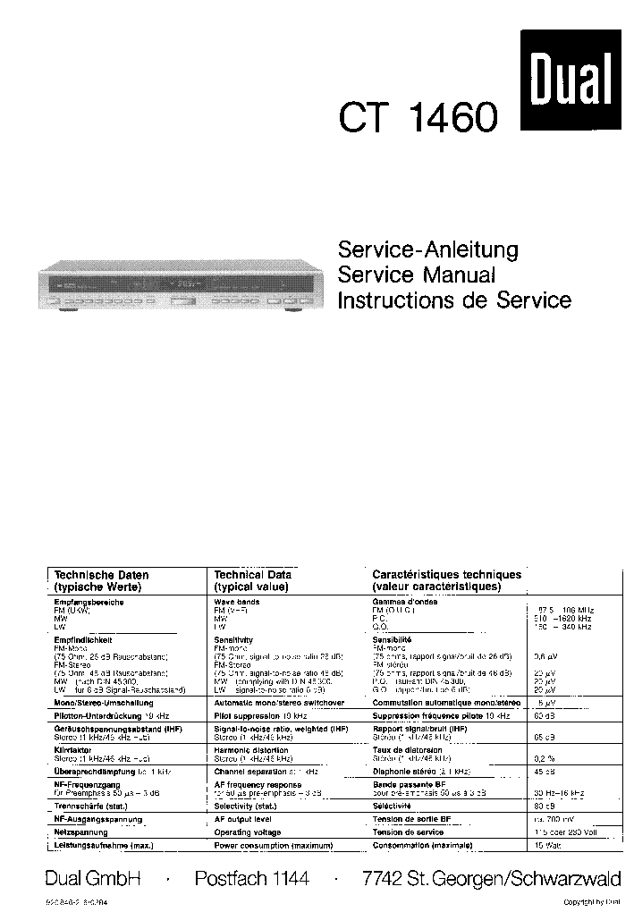 Dual Service Manual für Phono 1008 A  Copy 