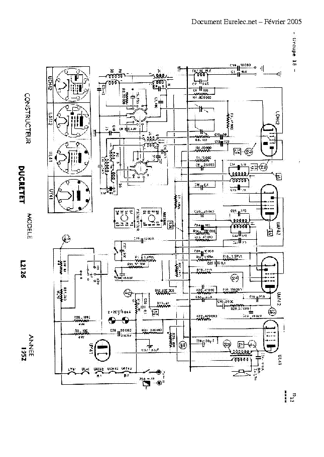 DUCRETET L2126 RADIO 1952 SCH Service Manual download, schematics ...