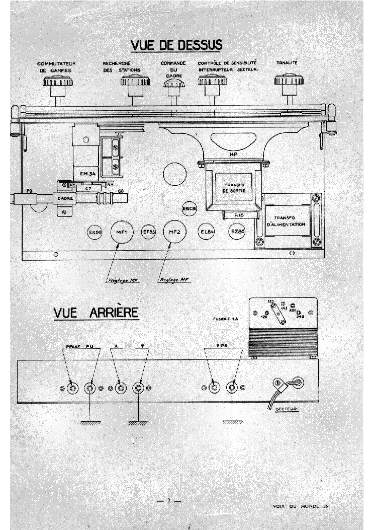 DUCRETET THOMSON VOIX DU MONDE 56 RADIO 1956 SM service manual (2nd page)