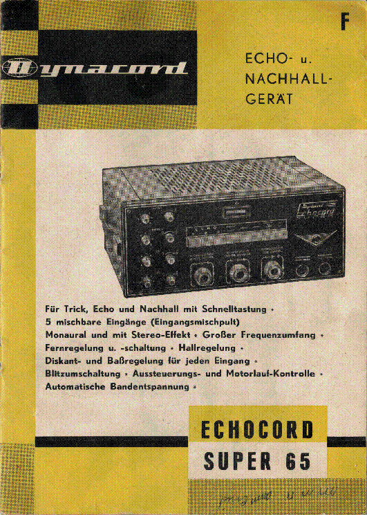 DYNACORD ECHOCORD-SUPER-65 275 1964 SM service manual (1st page)