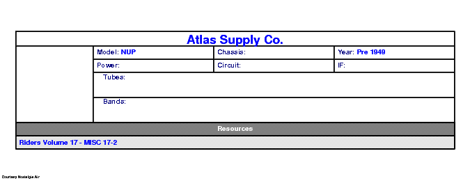 ATLAS SUPPLY CO NUP SCH service manual