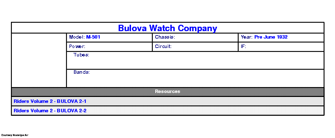 BULOVA WATCH COMPANY M-501 SCH service manual