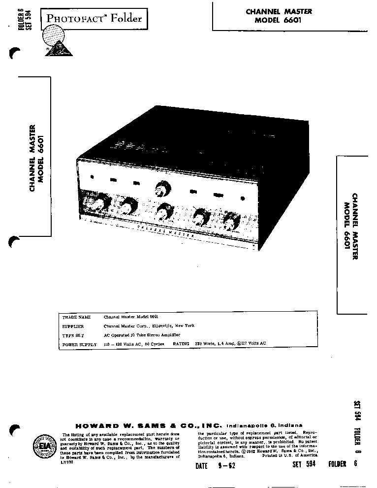 CHANNEL MASTER 6601 SM Service Manual download, schematics, eeprom