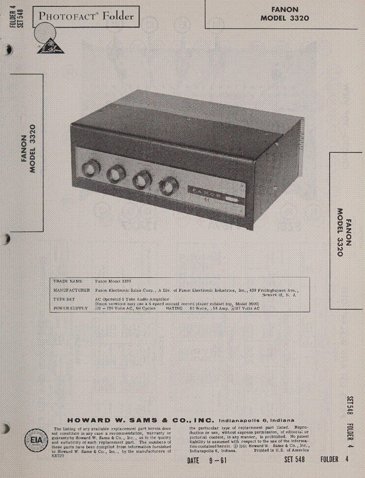 FANON MODEL 3320 SM service manual