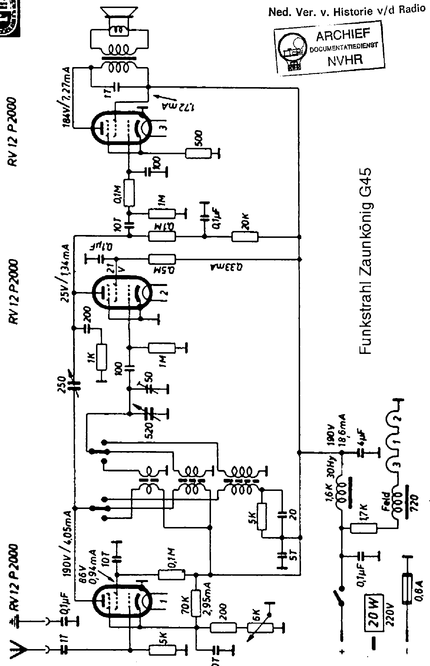 FUNKSTRAHL ZAUNKONIG G45 DC RECEIVER SCH service manual
