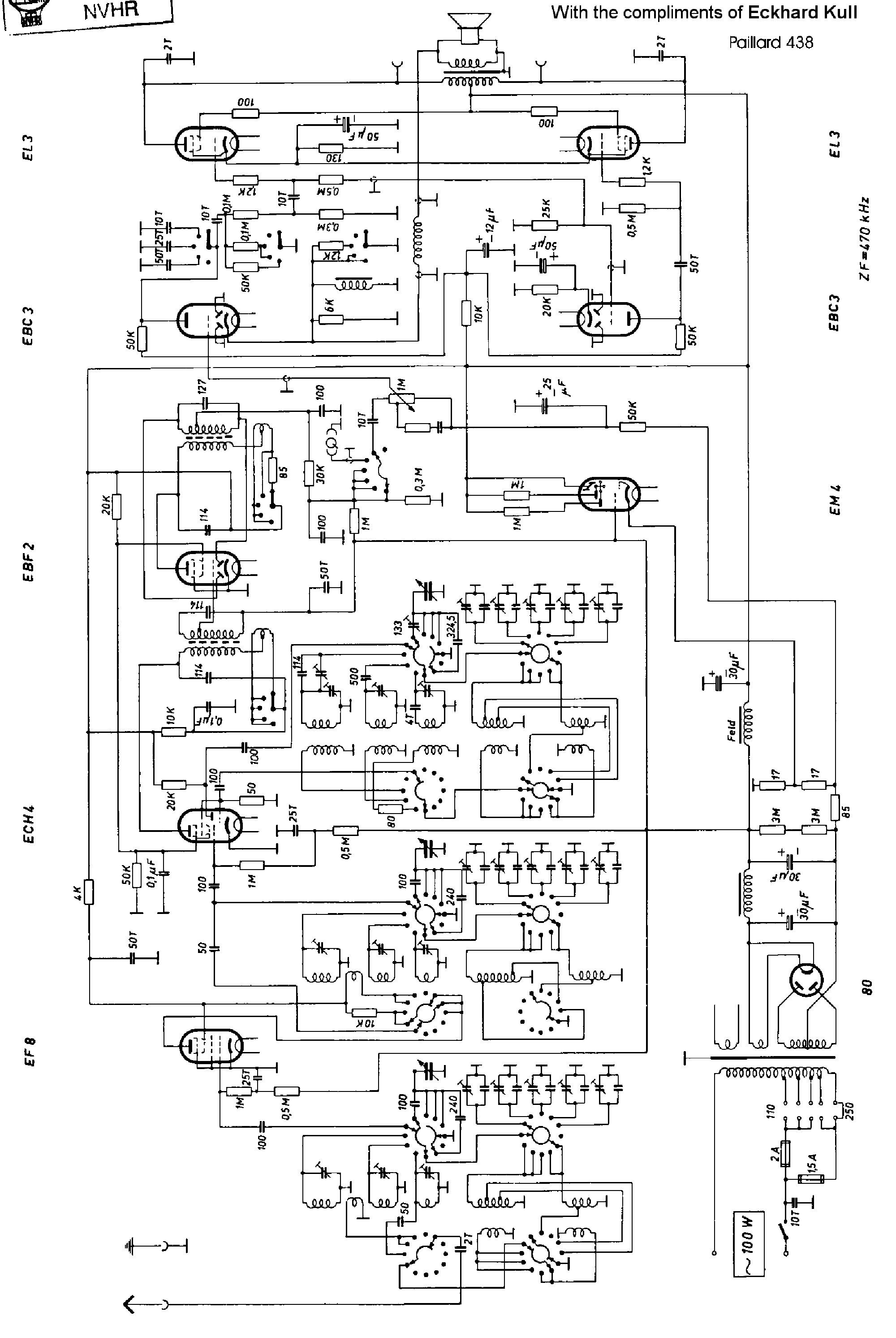 PAILLARD 438 AC TOP RECEIVER SCH service manual
