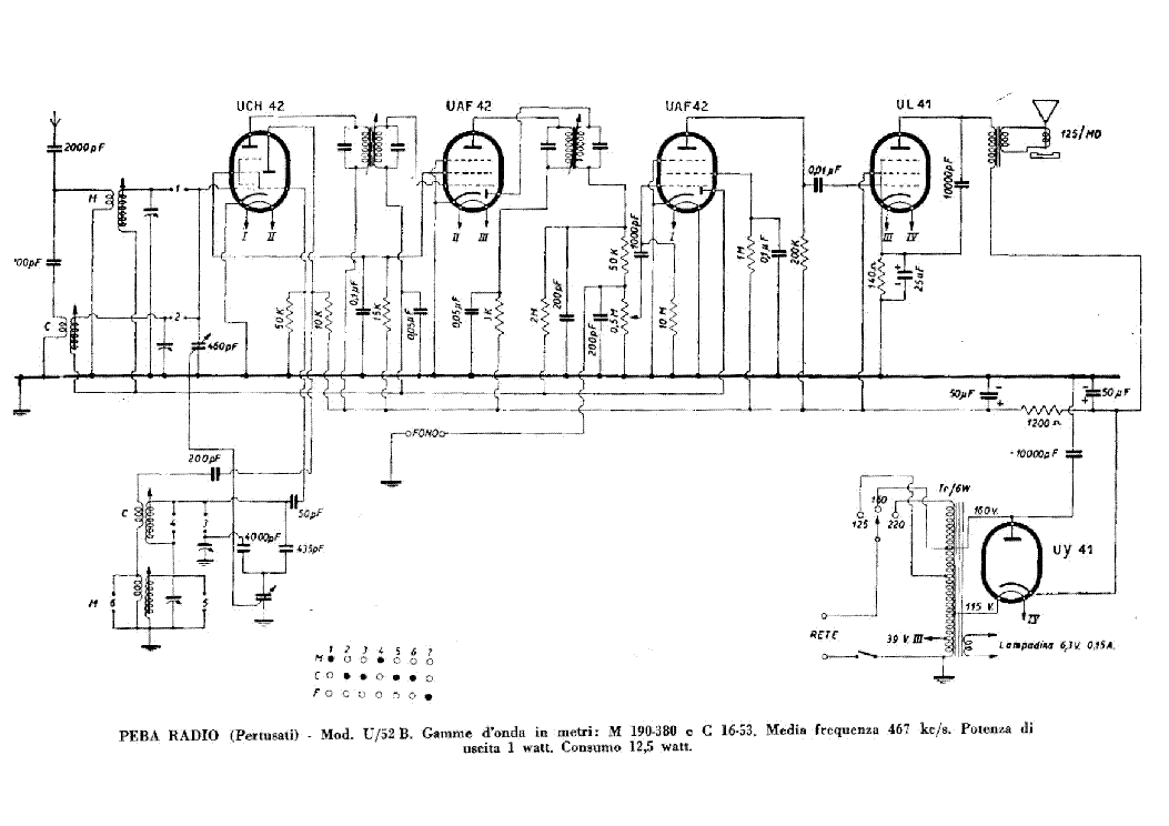 PEBA U-52B AM RADIO RECEIVER SCH Service Manual download, schematics ...