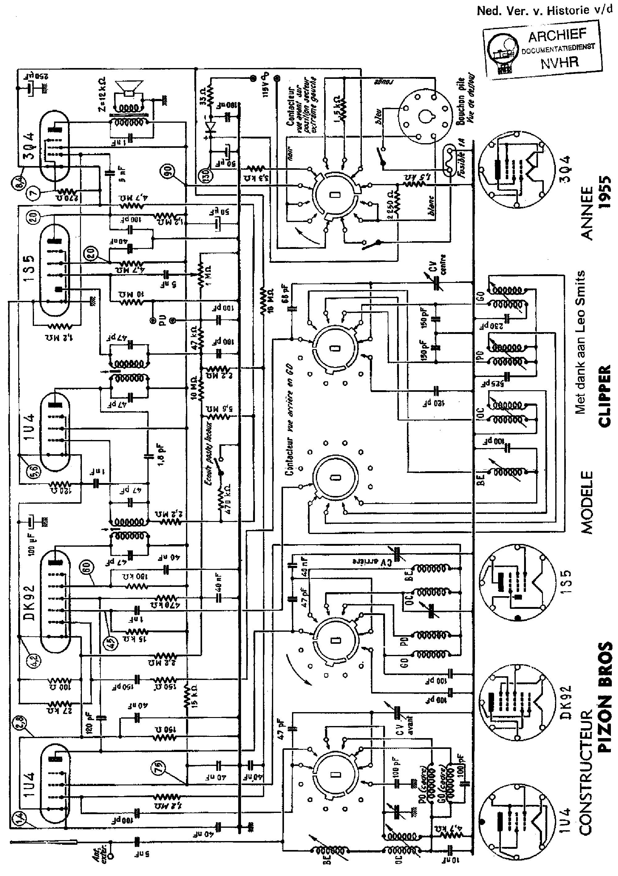 PIZON-BROS CLIPPER AC RECEIVER 1955 SCH Service Manual download ...
